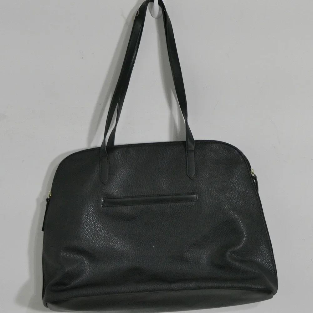 Womens Laptop Tote Bag L Black Professional Work Travel Functional Minimalist